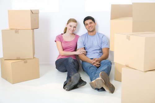 Professional office movers handling equipment in Soho